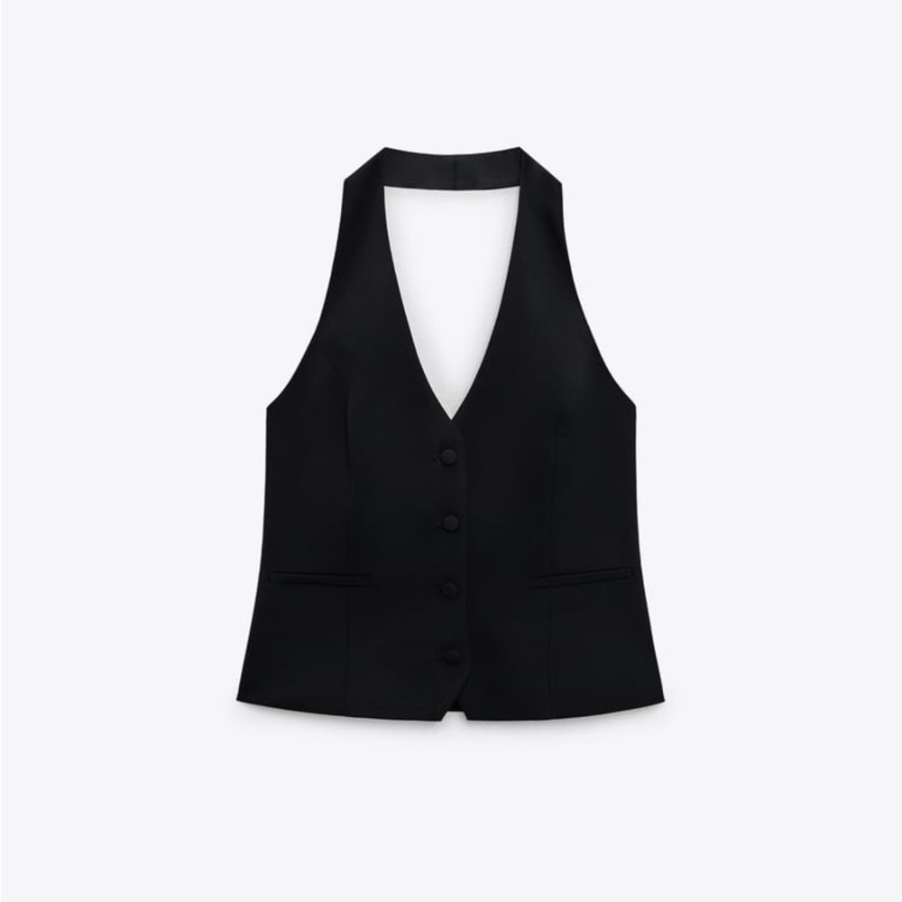 New with Tags Cool Zara Black Button Up Blazer Vest in M